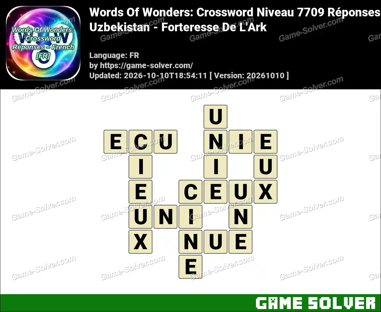 Words Of Wonders: Crossword Niveau 7709 Réponses – Uzbekistan – Forteresse De L’Ark